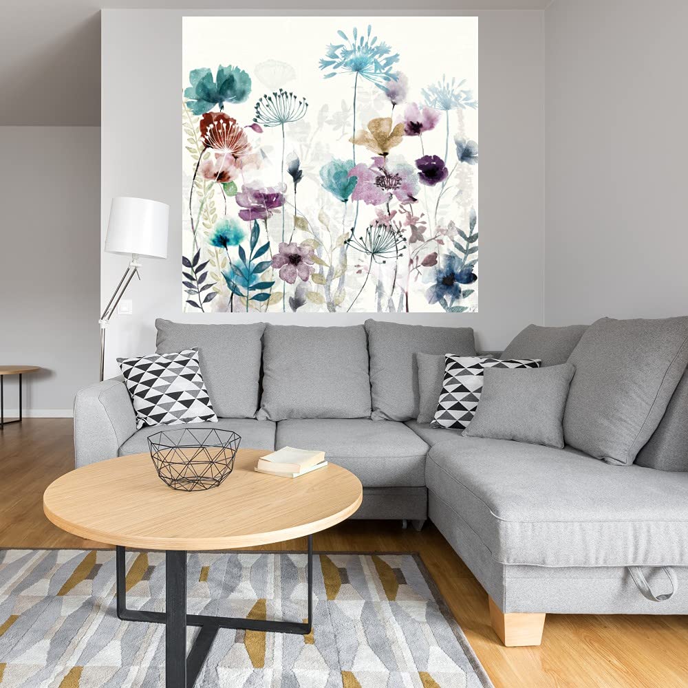 Heather Hayes Floral Frenzy II Canvas Wall Art - 22x22 Inch Ready to Hang Floral Painting for Living Room, Bedroom, Bathroom, Office & Dining Room Decor - Perfect for Home, Cafe & Hotel Wall Decoration