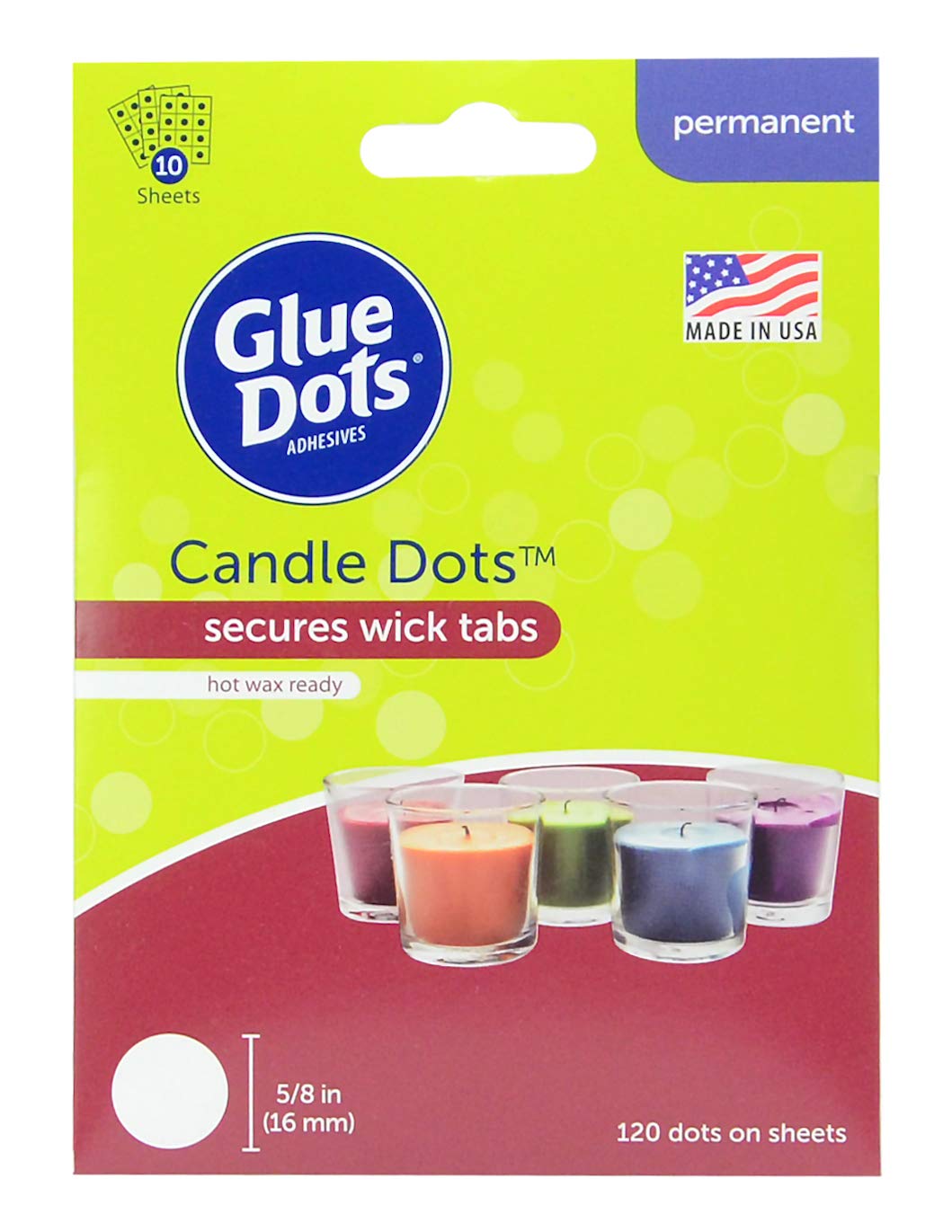 Glue Dots for Candle Making - 5/8 Inch Double-Sided Adhesive Dots (120 Count) - Hot Wax Resistant, Clear Sticky Points for Securing Wicks - DIY Craft, Scrapbooking & Home Decor Projects