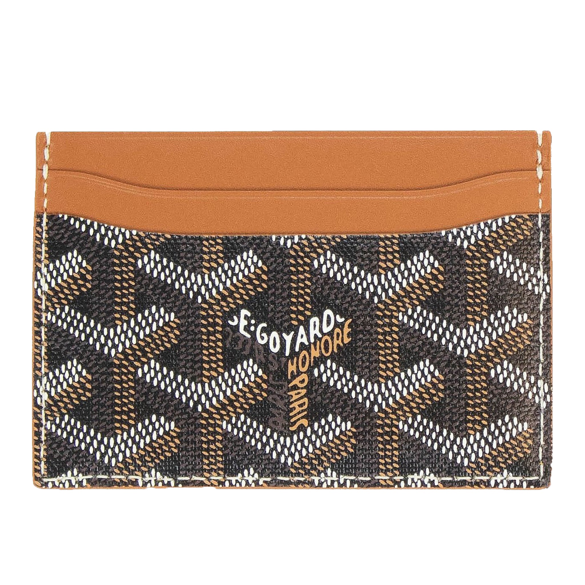 Goyard Saint Sulpice Black & Tan Leather Card Holder - Slim RFID Blocking Wallet for Men & Women | Perfect for Travel, Business & Everyday Use