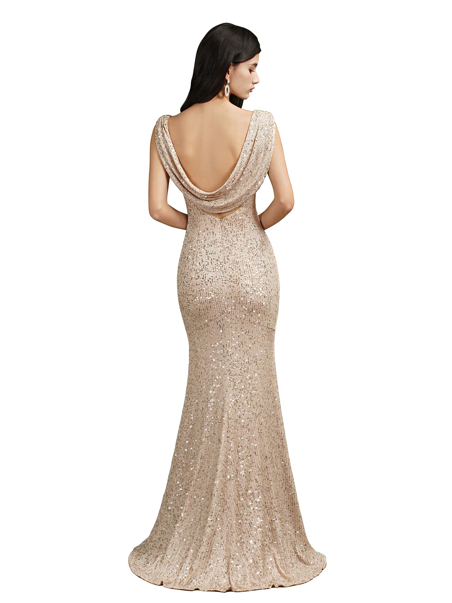 Elegant Sequin Prom Dress for Women - Long Mermaid Bridesmaid Gown, Bodycon Formal Evening Party Dress for Homecoming, Wedding, and Special Occasions