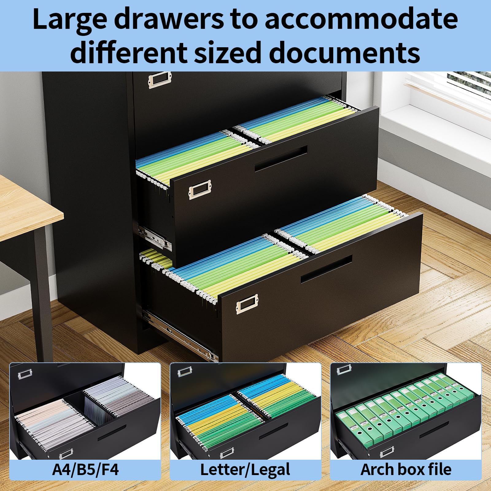 2-Drawer Metal Lateral File Cabinet with Lock - 29