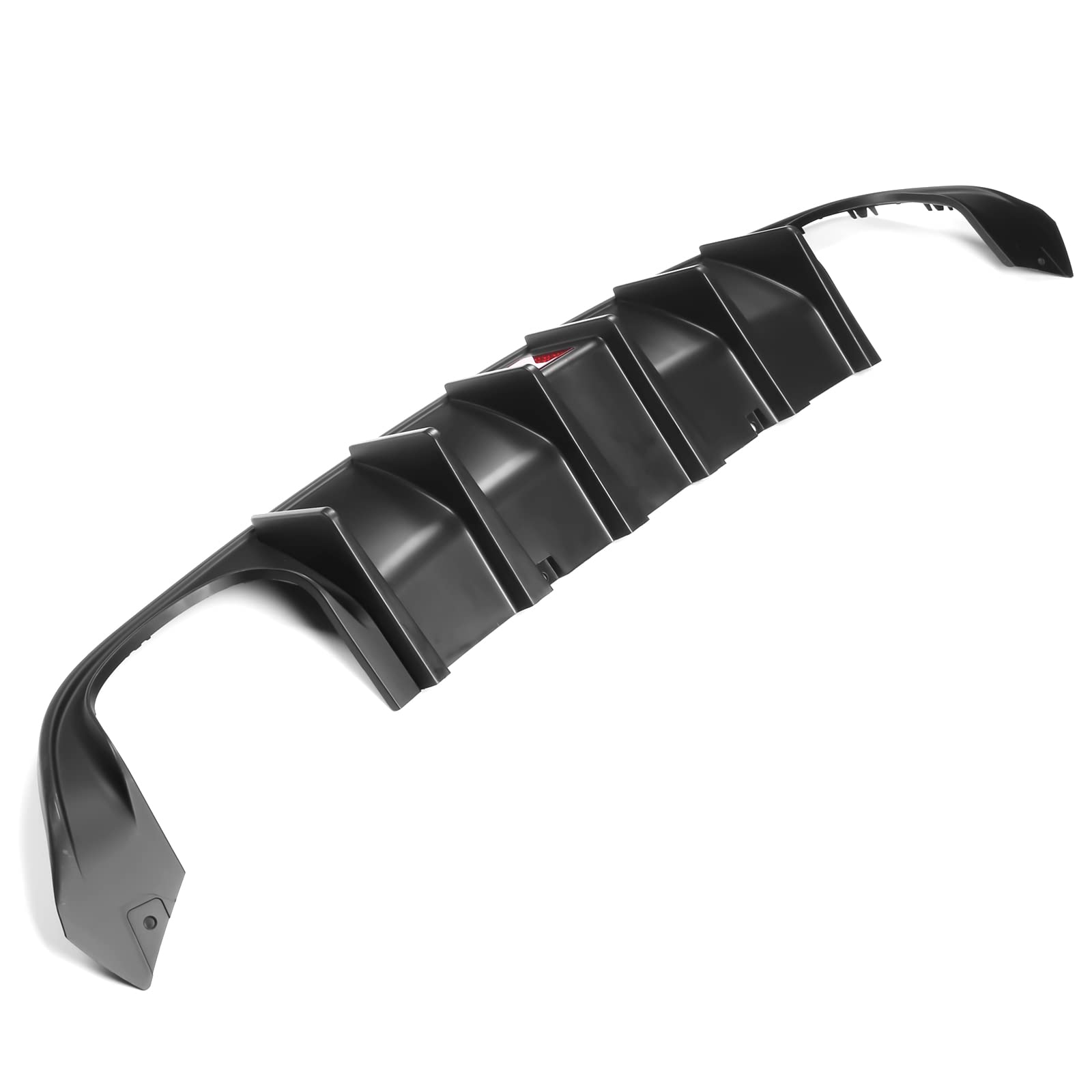 FREEMOTOR802 Rear Diffuser with LED Light for 2015-2023 Dodge Charger | IKON V4 Style Matte Black Quad Exhaust Tips | Bumper Lip & Shark Fins | PP Material | Upgrade Your Charger's Rear Styling for Street & Show Car Looks