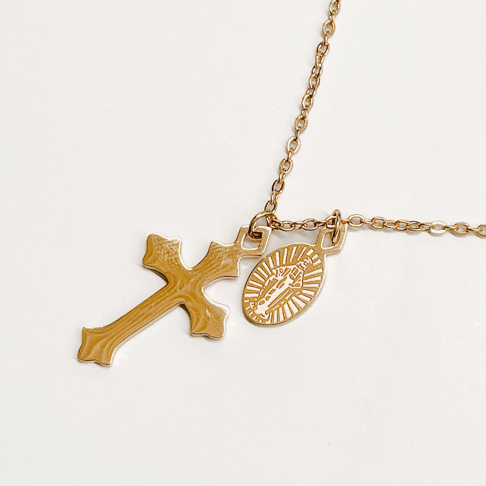Creator Cross Gold Charm Necklace - Elegant Religious Jewelry for Women, 14K Gold Plated Pendant, Perfect Gift for Baptism, Confirmation & Everyday Wear