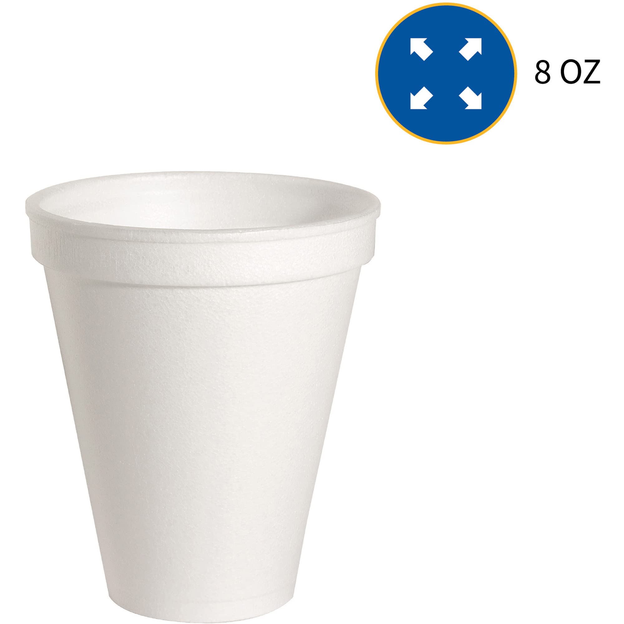 Genuine Joe GJO58550 8 oz Hot & Cold Foam Cups - Insulated Disposable Coffee Cups for Hot Beverages, Iced Drinks, Office Coffee Break, Party Supplies, and Takeout