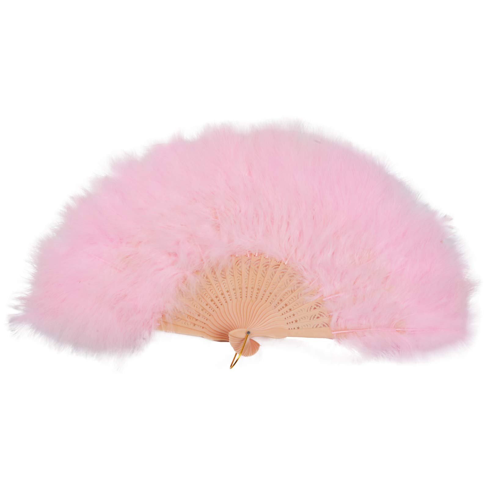 Marabou Feather Handheld Folding Fan - Elegant Pink Costume Accessory for Halloween, Tea Parties, Weddings & Photo Props | Perfect for Cosplay, Bridal Showers & Home Decor