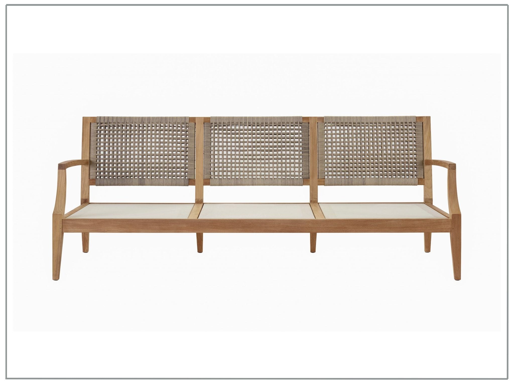Universal Furniture Coastal Living Outdoor Chesapeake Sofa with Natural Teak Finish - Waterproof Patio Furniture for Beach House, Poolside & Garden Relaxation