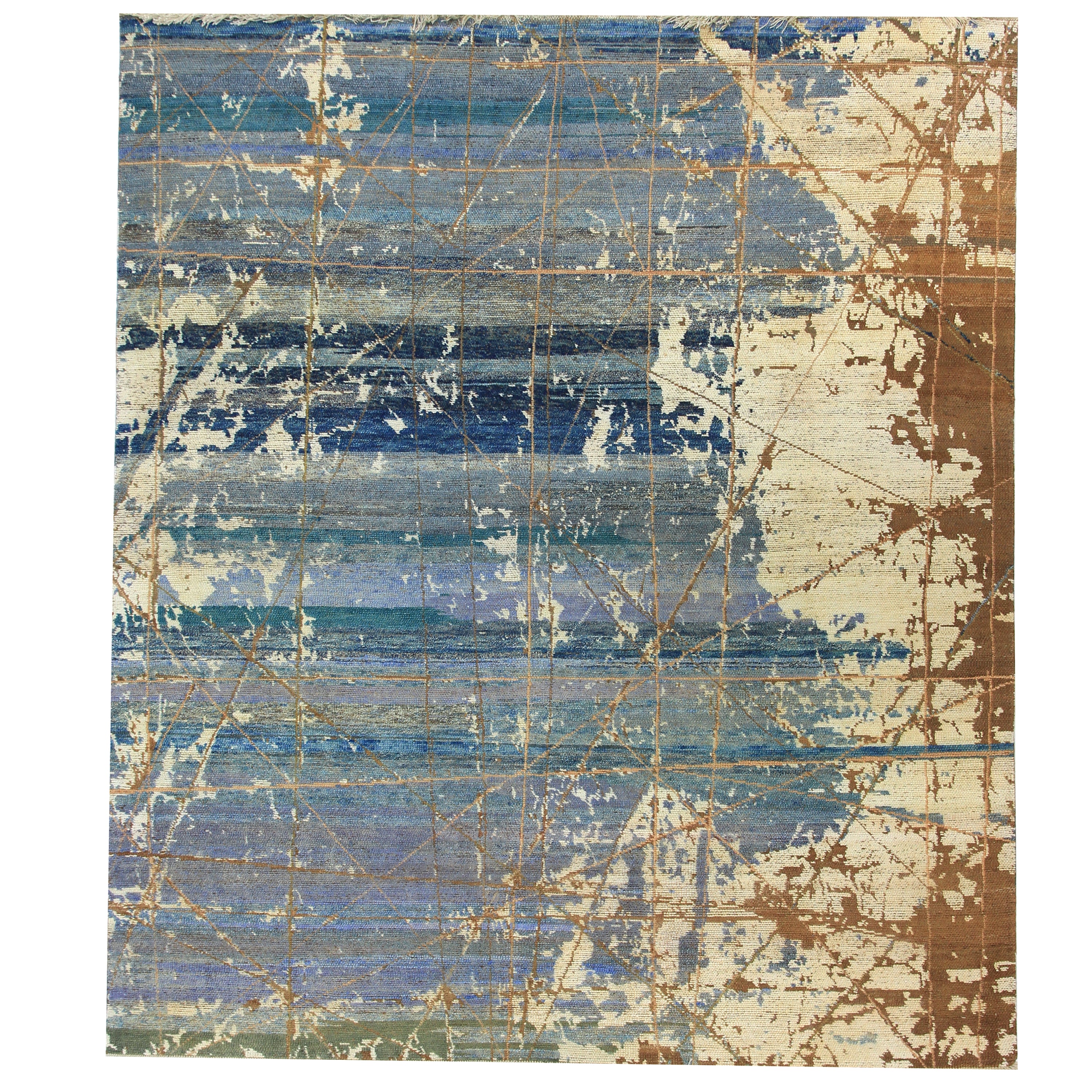 Blue Alchemy Transitional Abstract Wool Rug 9' x 10'5 - Soft Handmade Area Rug for Living Room, Bedroom & Office Decor