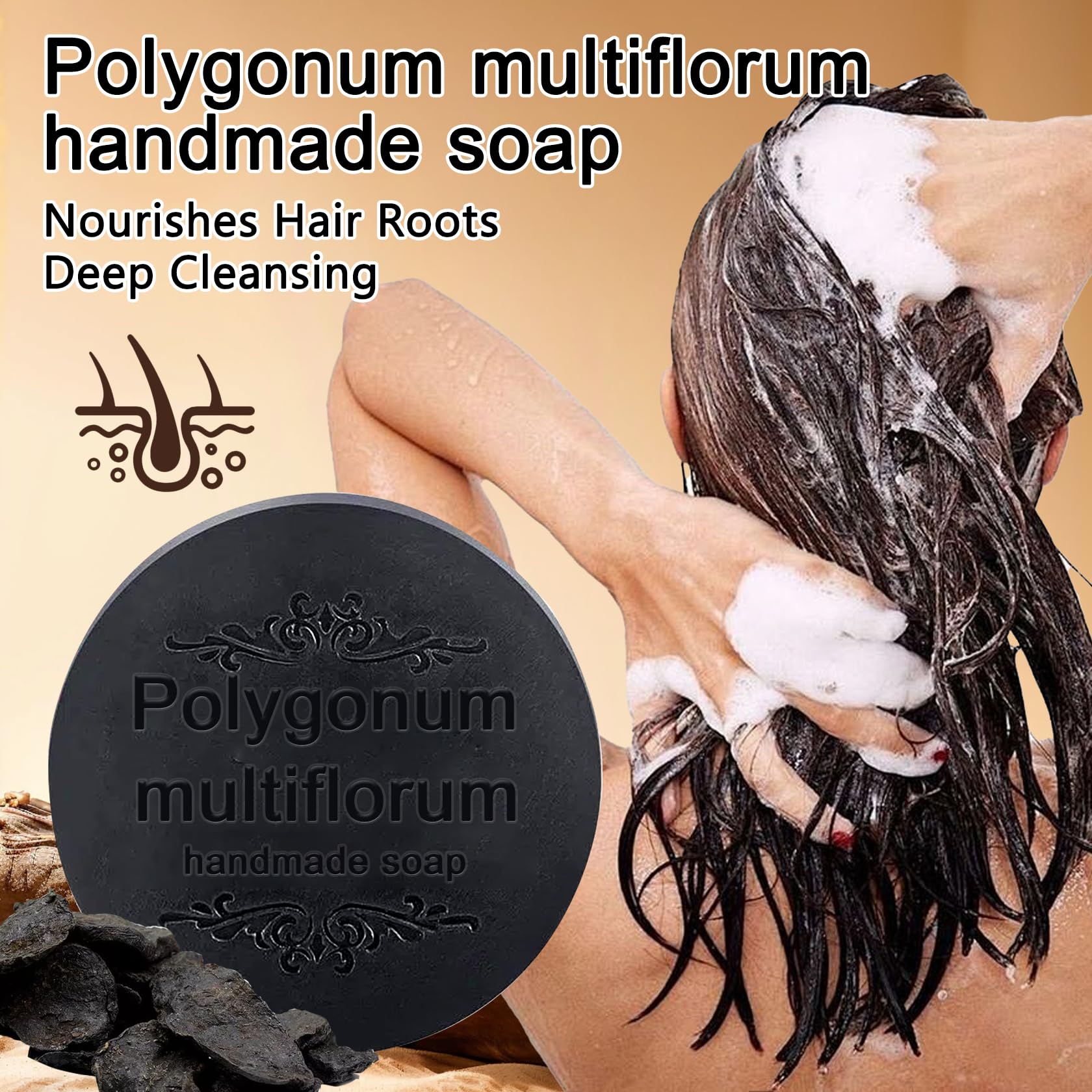 3PCS Natural Solid Shampoo Bars with Foaming Net - Deep Cleansing & Oil Control for Women & Men | Hair Thickening & Strengthening | All Hair Types | Perfect for Travel, Gym & Eco-Friendly Home Use