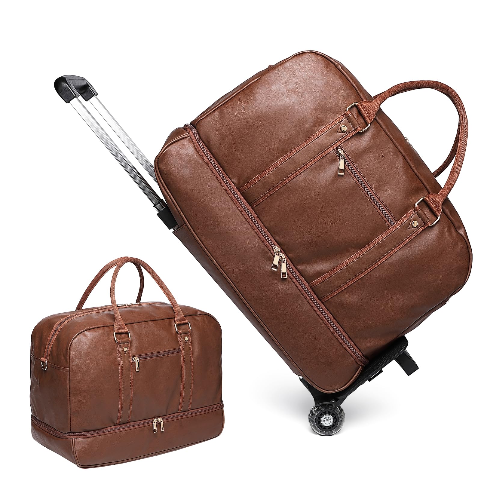 Seyfocnia Rolling Duffle Bag with Wheels - Waterproof Travel Duffel Bag for Women & Men, Carry On Luggage with Wheels, Wheeled Overnight Weekender Bag for Gym, Business Trips, Camping & Air Travel