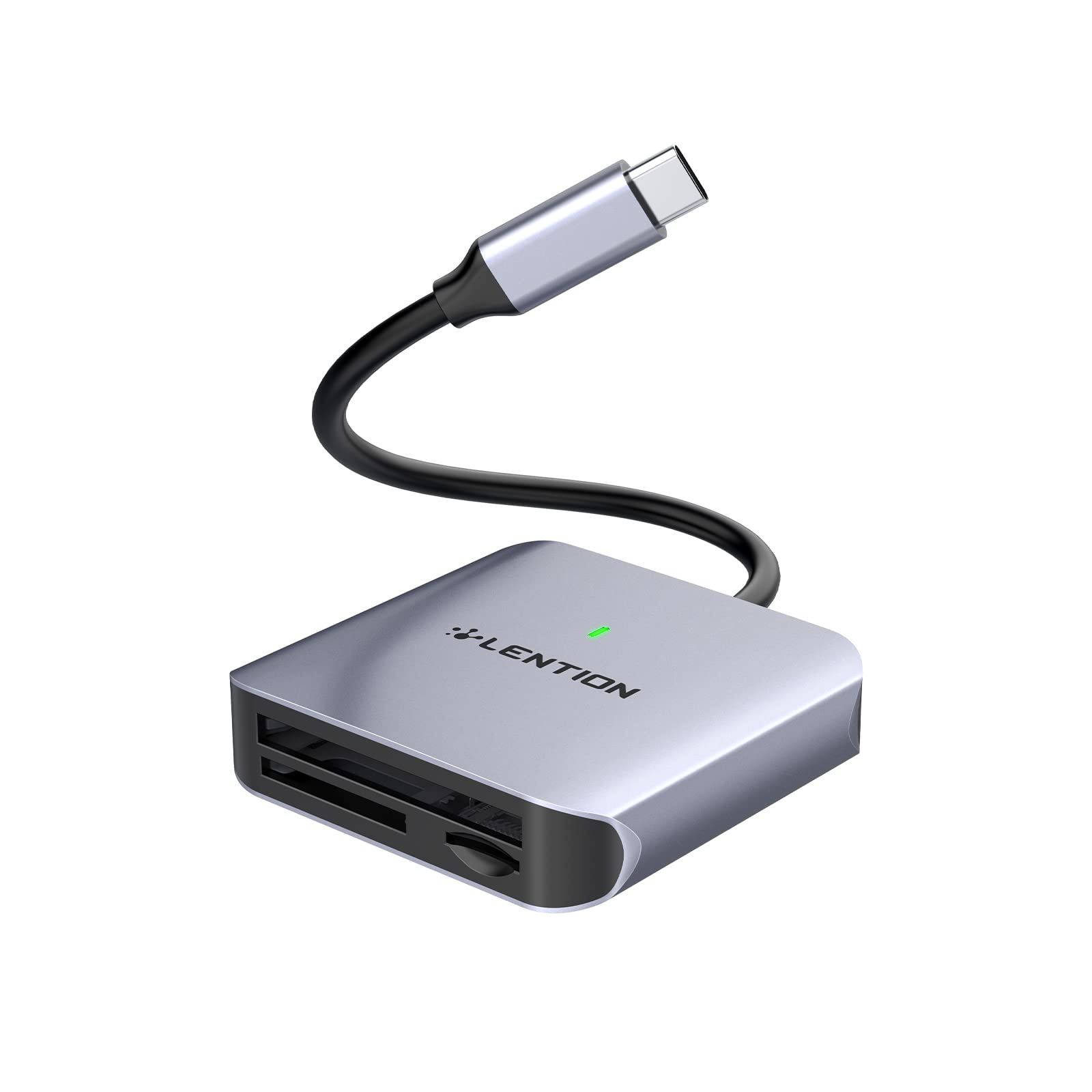 LENTION USB C to CF/SD/Micro SD Multi Card Reader - High Speed SD 3.0 Card Adapter Compatible with MacBook Pro 13/15/16/M1 2023-2016, MacBook Air, iPad Pro, Surface, Chromebook, Samsung Galaxy S20/S10/Note - Perfect for Photographers & Content Creators (CB-C8s, Grey)
