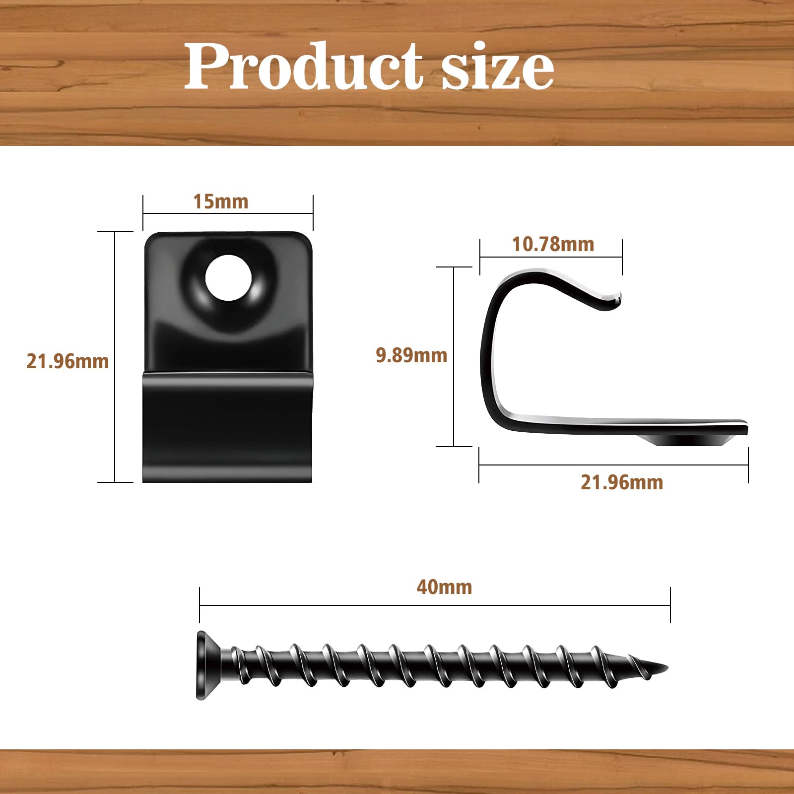 316 Stainless Steel Universal Decking Starter Clips - Hidden Fasteners with Screws (40 Pack) | Black Finish for Outdoor Decking Projects | Perfect for DIY Deck Installation & Wooden Patio Construction