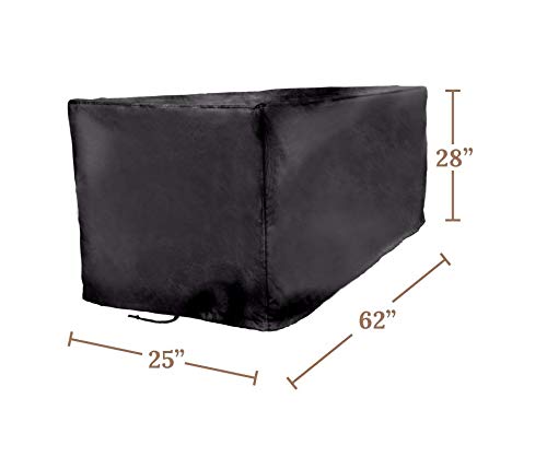 Sturdy All-Weather Deck Box Cover - Heavy Duty Waterproof Outdoor Storage Box Protector for Patio Furniture (Black, Medium Size) - Perfect for Backyard, Garden & Poolside Use
