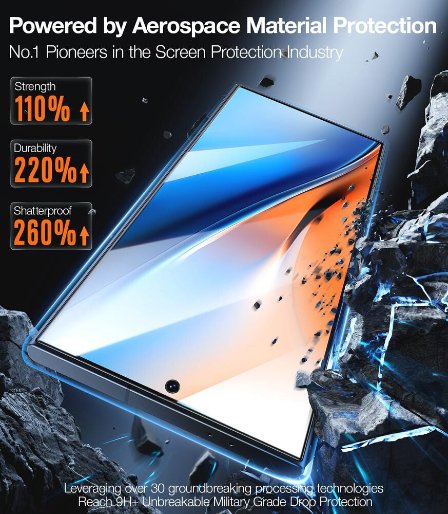 Tempered Glass Screen Protector for Samsung Galaxy S24/S24+/S24 Ultra - 9H Hardness, HD Clear, Anti-Scratch, Bubble-Free Installation - Perfect for Work, Gaming & Daily Use