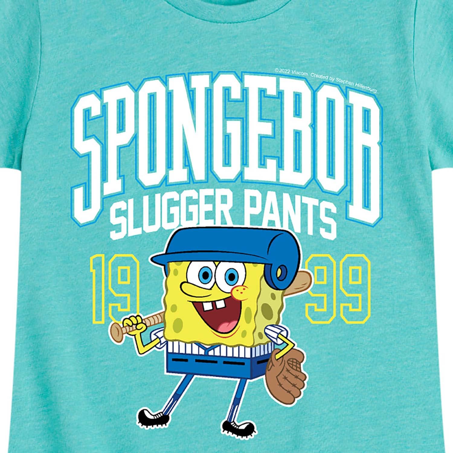 Spongebob Squarepants Graphic T-Shirt for Toddler & Youth Girls | Short Sleeve Hybrid Apparel | Size Small Turquoise | Perfect for Playdates, Birthday Parties & Cartoon-Themed Outfits