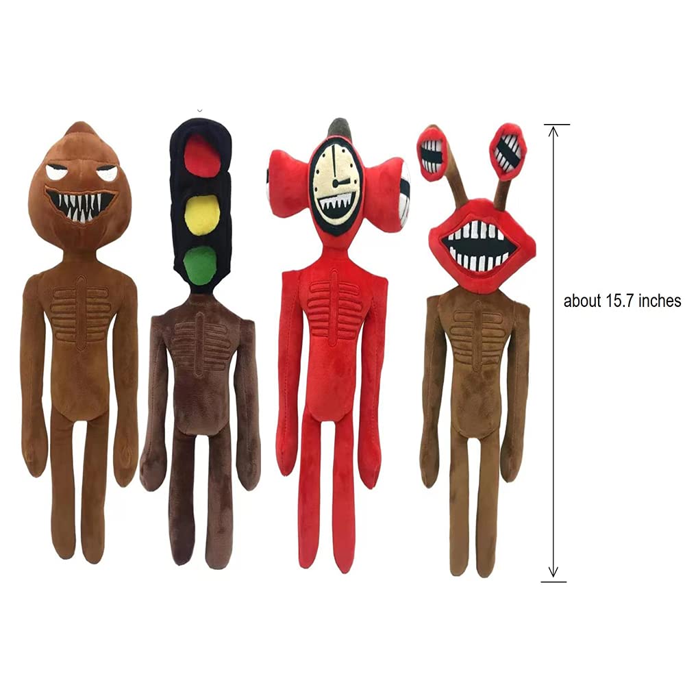 4 Pack Siren Head Plush Toys Set - Cute Cartoon Dog, Cat & Rabbit Stuffed Animals - Halloween Christmas Horror Plushies for Home Decor, Party Favors, Birthday Gifts - Perfect for Kids Room, Scary Movie Nights & Cosplay Props