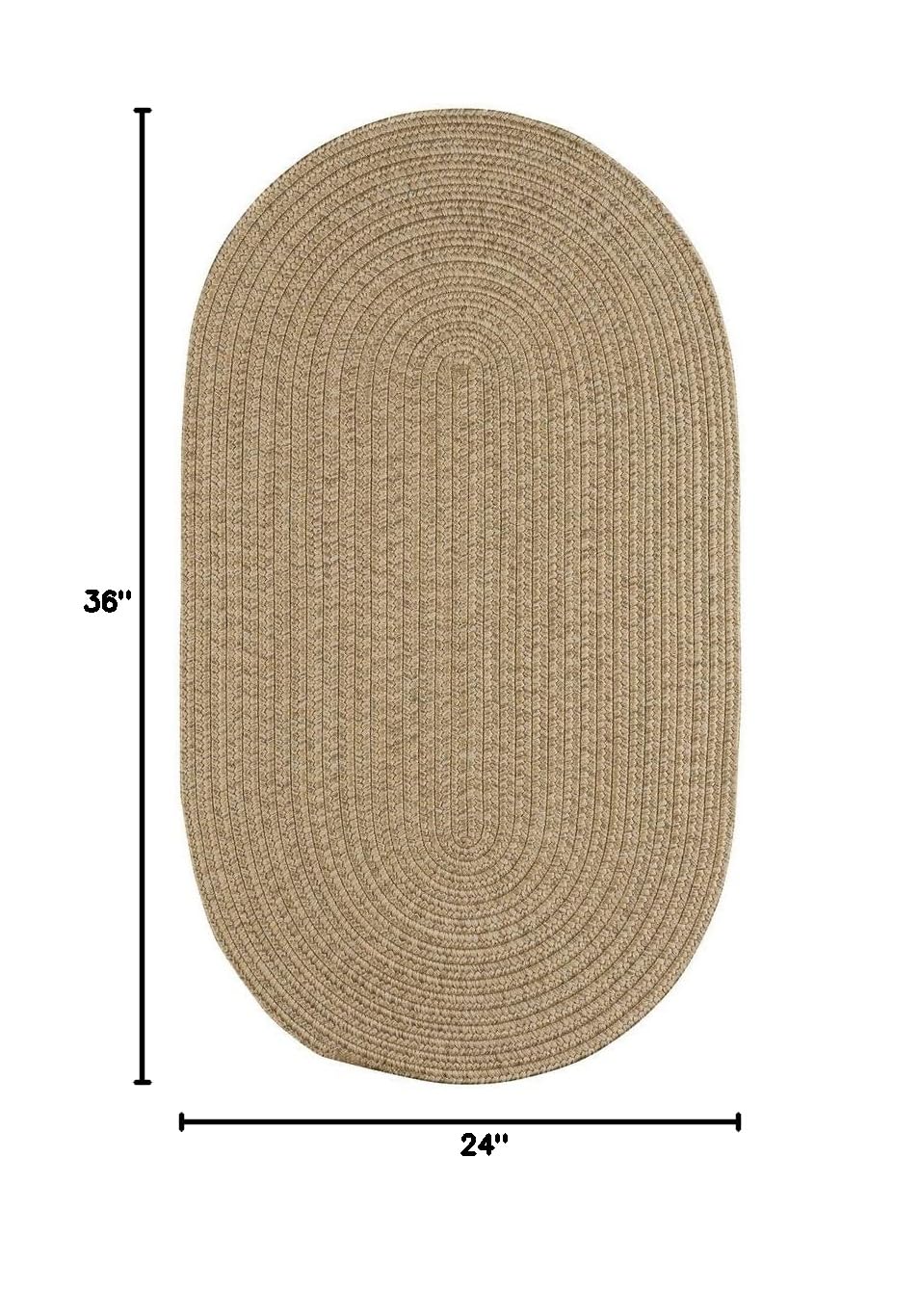 Capel Rugs Candor Oval Braided Jute Rug 2' x 3' Tan - Natural Fiber Floor Mat for Living Room, Bedroom & Entryway Decor
