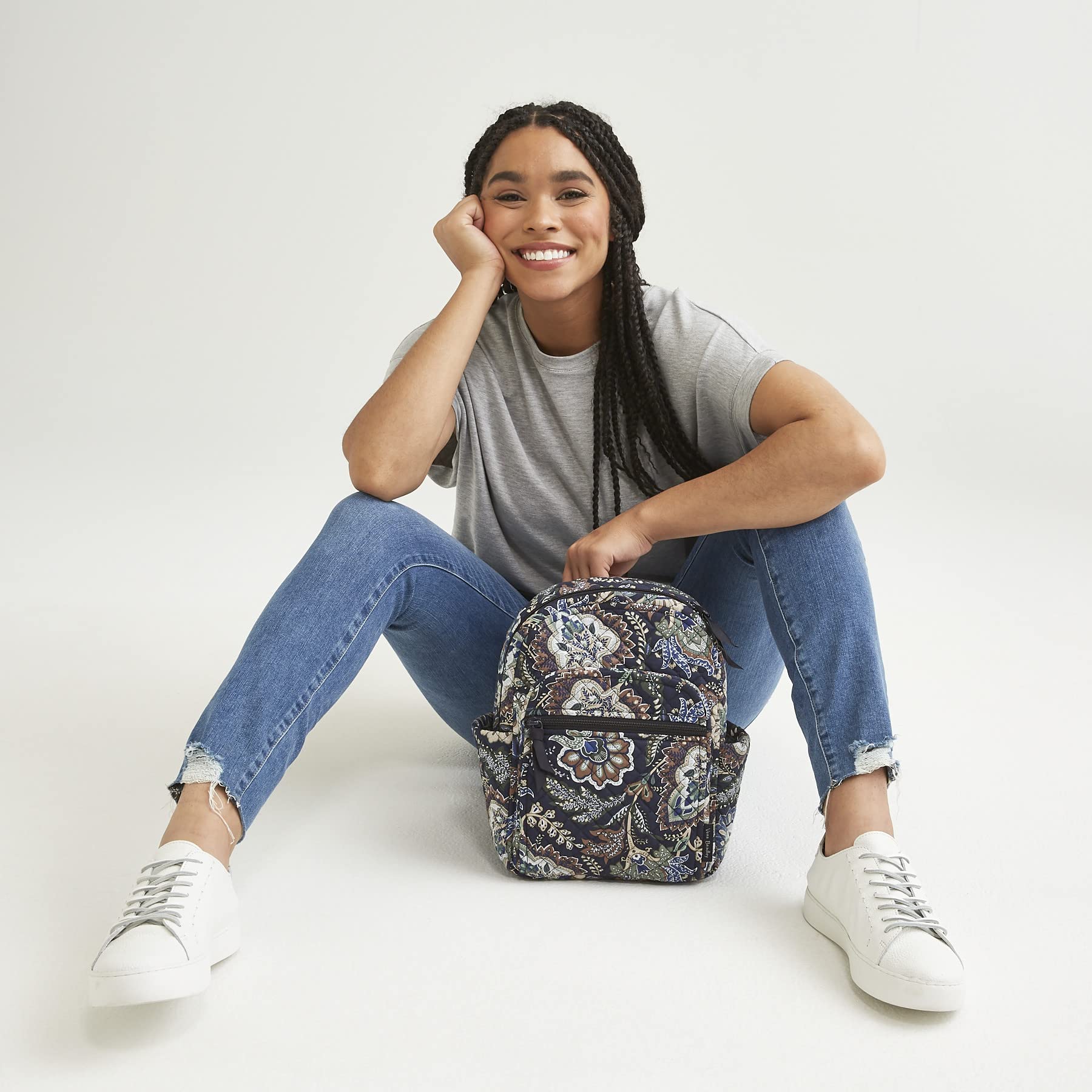 Vera Bradley Women's Small Cotton Backpack - Dreamer Paisley Print, Eco-Friendly Recycled Material, Lightweight & Durable for Travel, Work & School