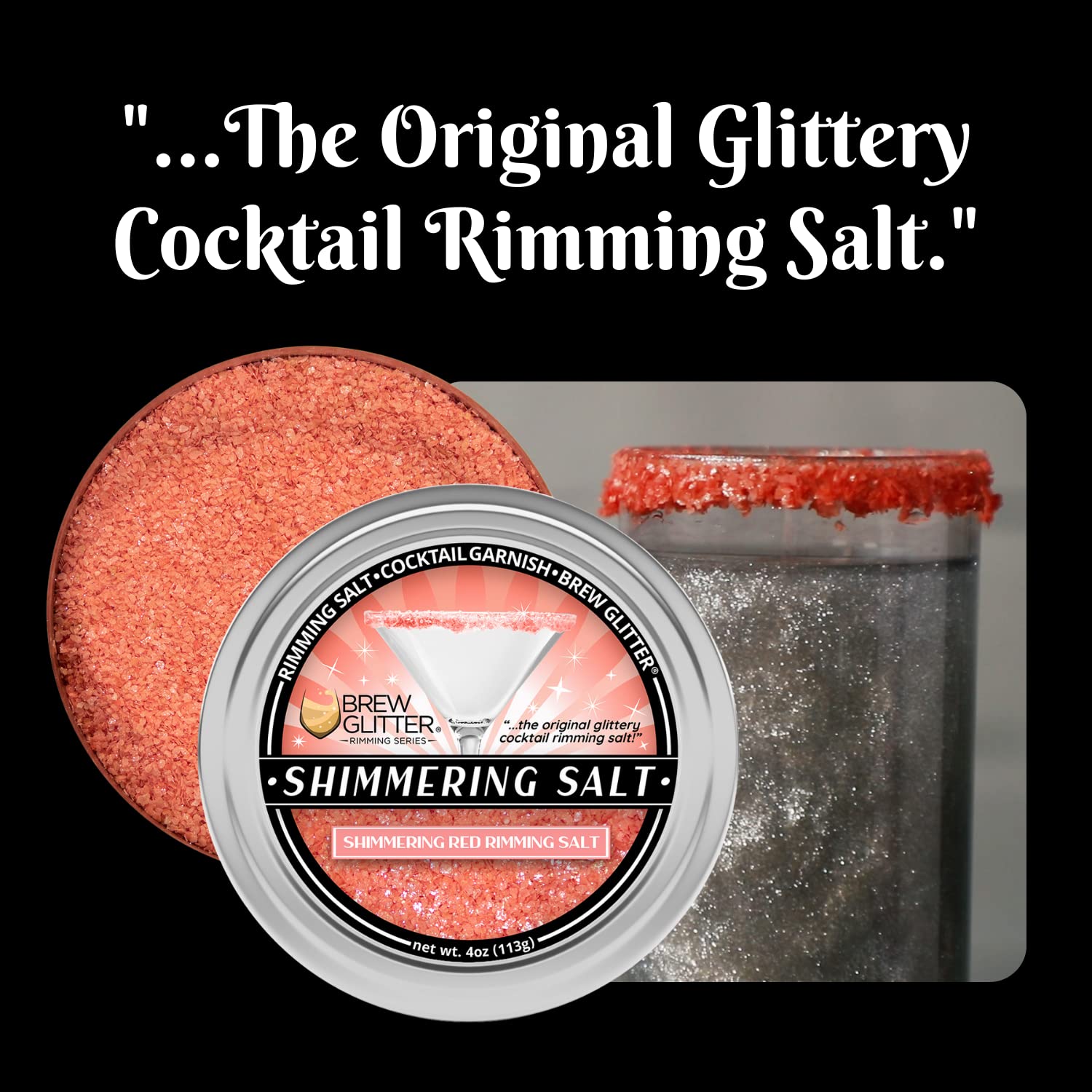 Edible Glitter for Cocktails - Brew Glitter Shimmering Red Rimming Salt (1LB Resealable Bag) | Perfect for Margaritas, Martinis & Drink Garnishes | Food Safe Sparkle for Beverages & Desserts