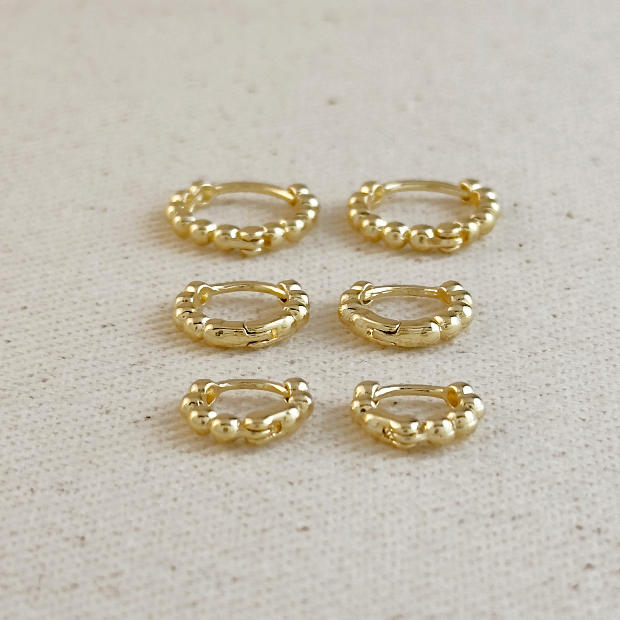 18K Gold Filled Mini Beaded Clicker Hoop Earrings for Women - Dainty Everyday Jewelry, Perfect for Work, Date Night & Special Occasions
