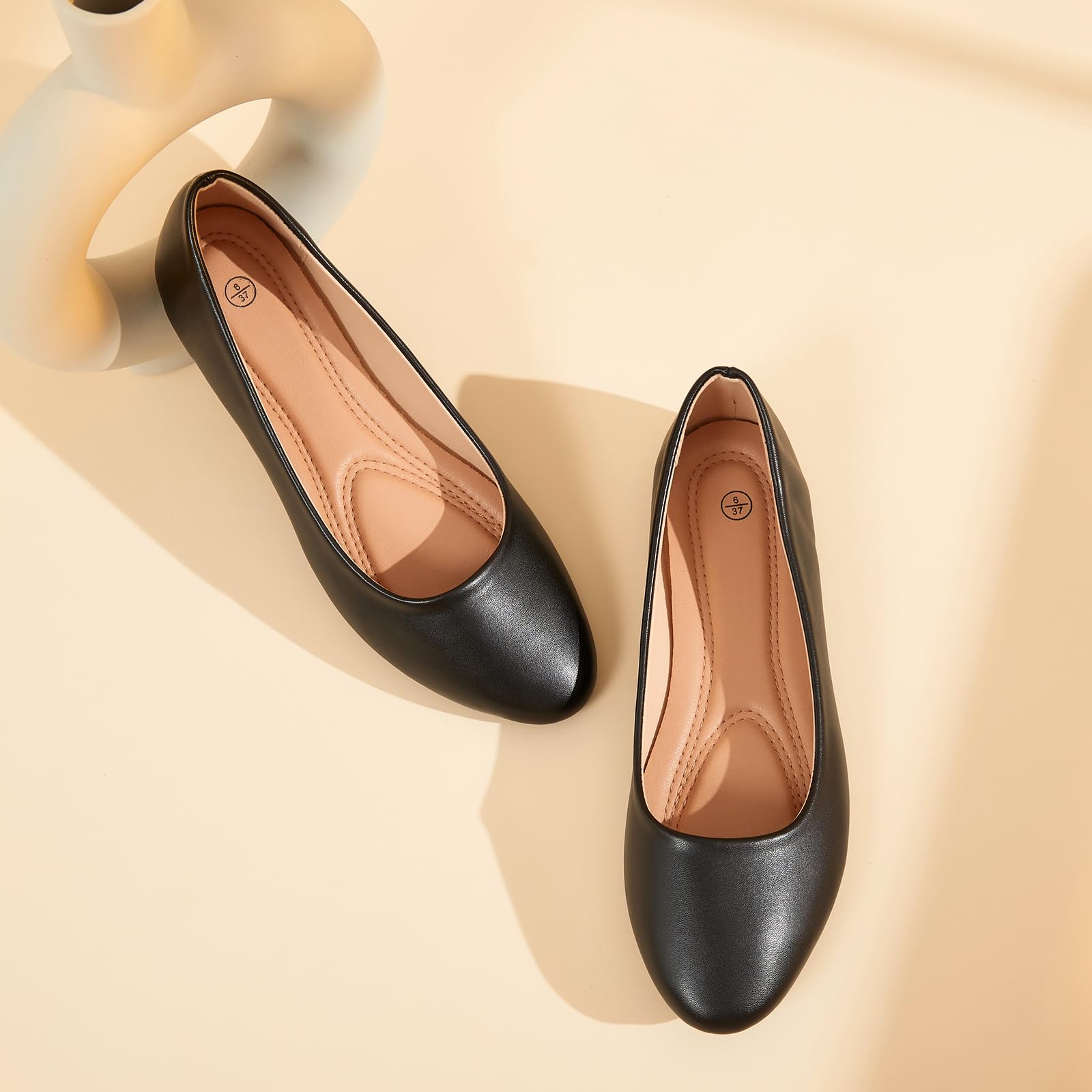 Hash Bubbie Women's Ballet Flats - Comfortable PU Leather Slip-On Dress Shoes for Women | Perfect for Office, Wedding & Casual Wear
