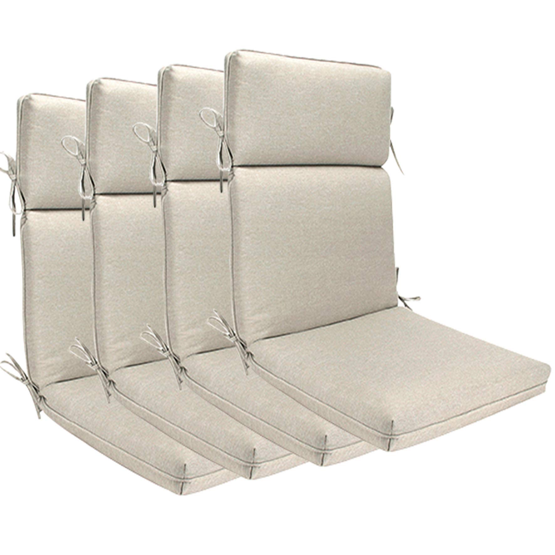BOSSIMA High Back Chair Cushions for Indoor & Outdoor Use - Durable Olefin Fabric in Taupe - Perfect Replacement Cushions for Patio Chairs, Lounge Seating & Garden Furniture