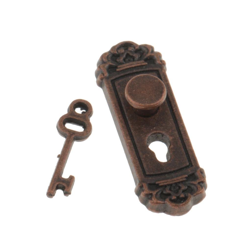 12-Piece Miniature Metal Door Handle Knob Plate & Key Set for Dollhouse - Perfect for DIY Dollhouse Accessories, Miniature Home Decor and Model House Projects