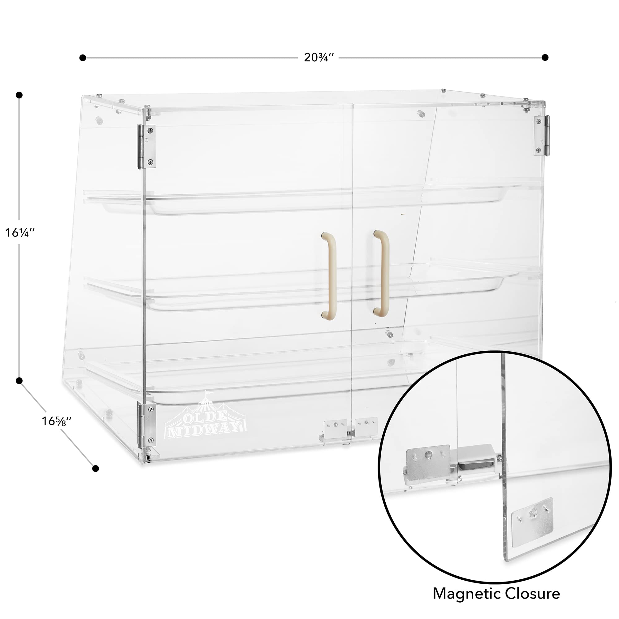 Olde Midway 3-Tier Acrylic Bakery Display Case with Removable Trays - Commercial Countertop Pastry Showcase for Donuts, Cakes & Desserts - Perfect for Bakeries, Cafes & Retail Stores