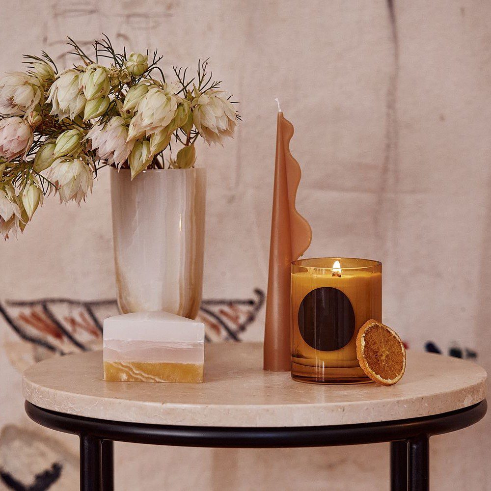 BLACK BLAZE Seaweed Pillar Candle - Natural Toffee Scented Soy Wax Candle for Home Decor, Relaxation & Aromatherapy | Perfect for Living Rooms, Bedrooms, Spa & Meditation Spaces