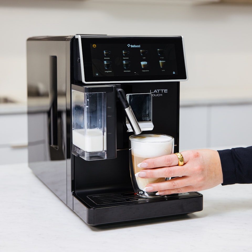 Bellucci Latte Touch Automatic Espresso Machine with Milk Frother - Black - Perfect for Home Baristas & Coffee Lovers - Ideal for Espresso, Cappuccino & Latte Making at Home or Office
