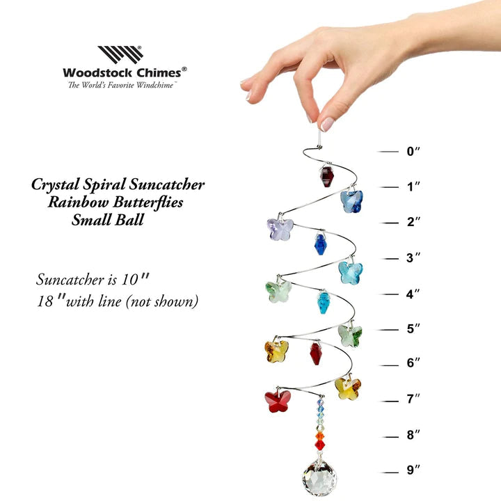 Crystal Rainbow Butterfly Spiral Suncatcher - Handmade Glass Window Decor for Home, Garden & Office - Perfect for Sunlight Reflection & Room Decoration