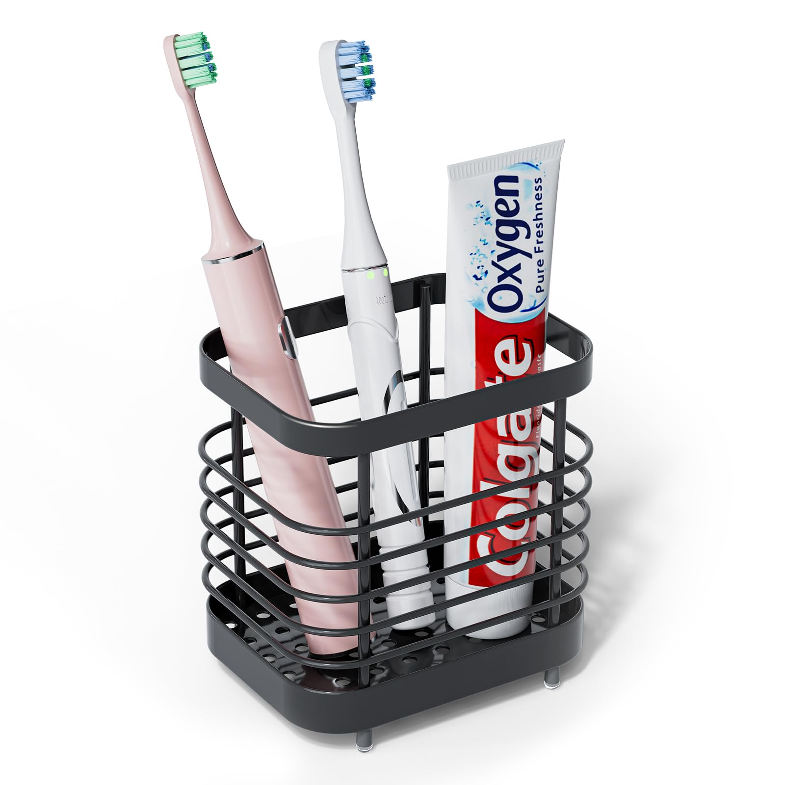 Stainless Steel Toothbrush Holder for Bathroom - Wall Mounted Toothpaste & Razor Organizer with Easy Storage | Perfect for Shower, Sink Counter, and Travel Use