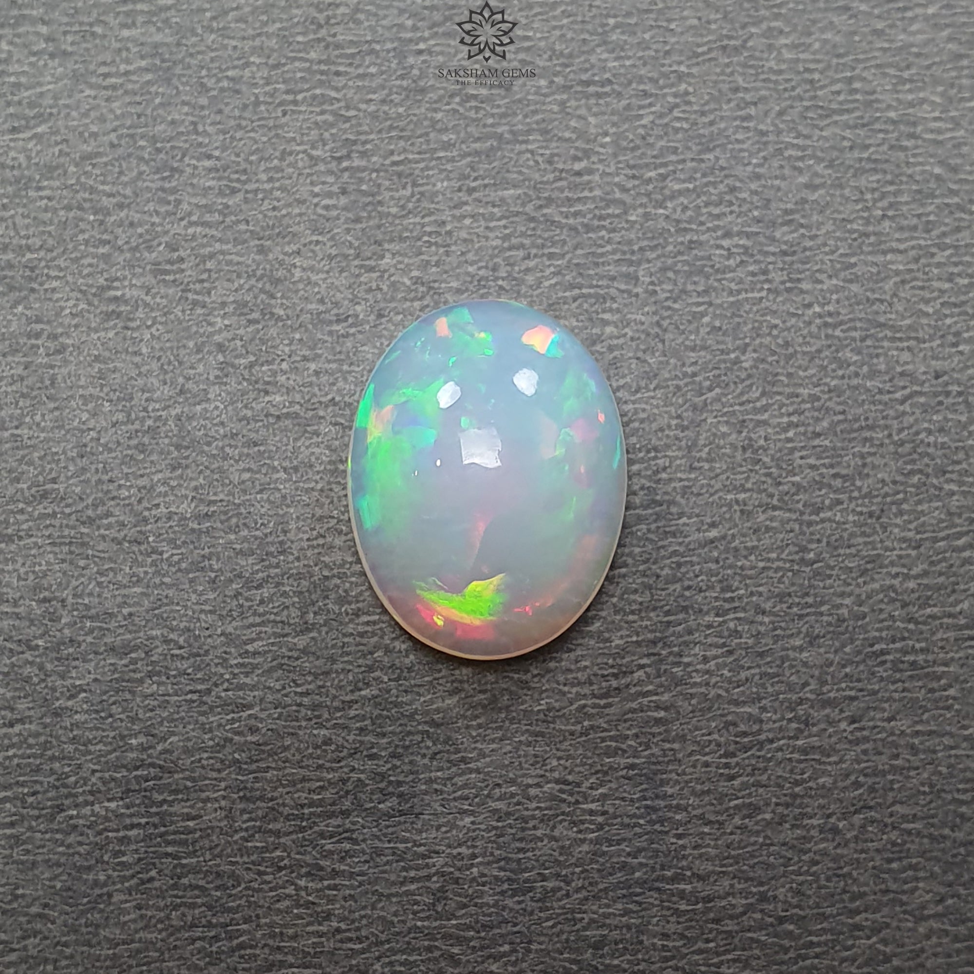 Natural Ethiopian White Opal Gemstone Cabochon - 8.60cts Untreated Oval Shape (19x15mm) for Jewelry Making, Rings & Pendant Necklaces | Handcrafted Ethical Opal Stone for Engagement, Wedding & Special Occasion Gifts