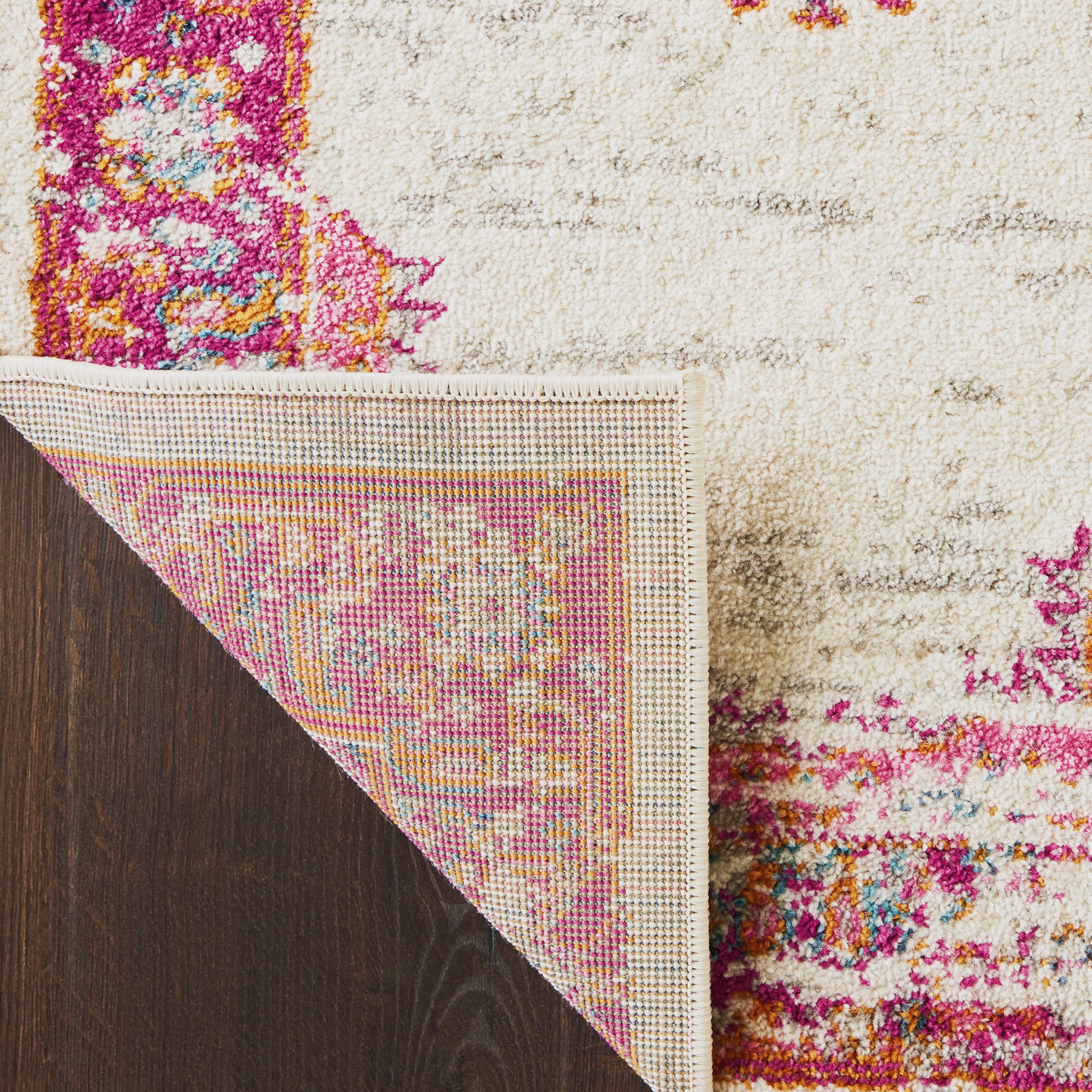 Nourison Passion Ivory/Fuchsia 12' x 15' Area Rug - Boho Traditional Design, Easy Cleaning, Non-Shedding - Perfect for Bedroom, Living Room & Hallway (12x15) | Cozy Home Decor & Floor Protection