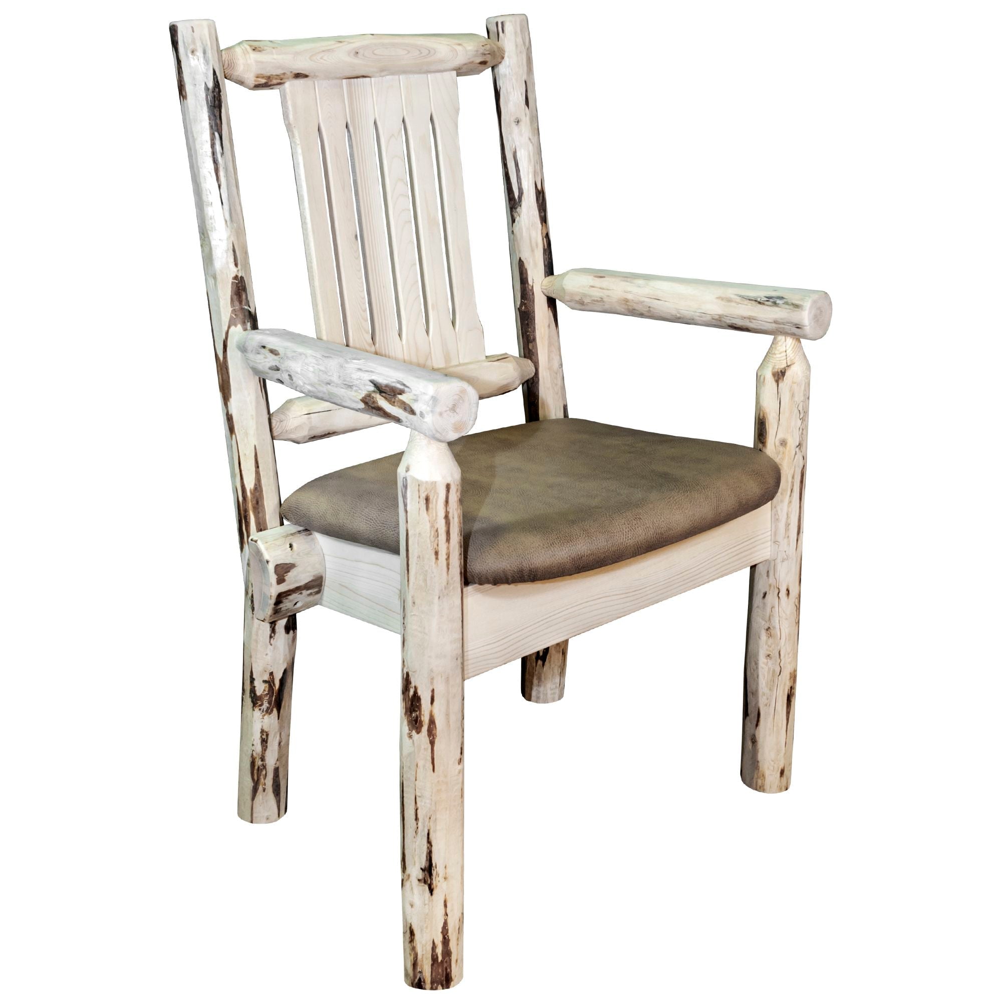 Montana Captain's Chair with Upholstered Seat - Buckskin Pattern Leather Office Chair for Home & Office - Perfect for Executive Desks, Study Rooms and Gaming Setups