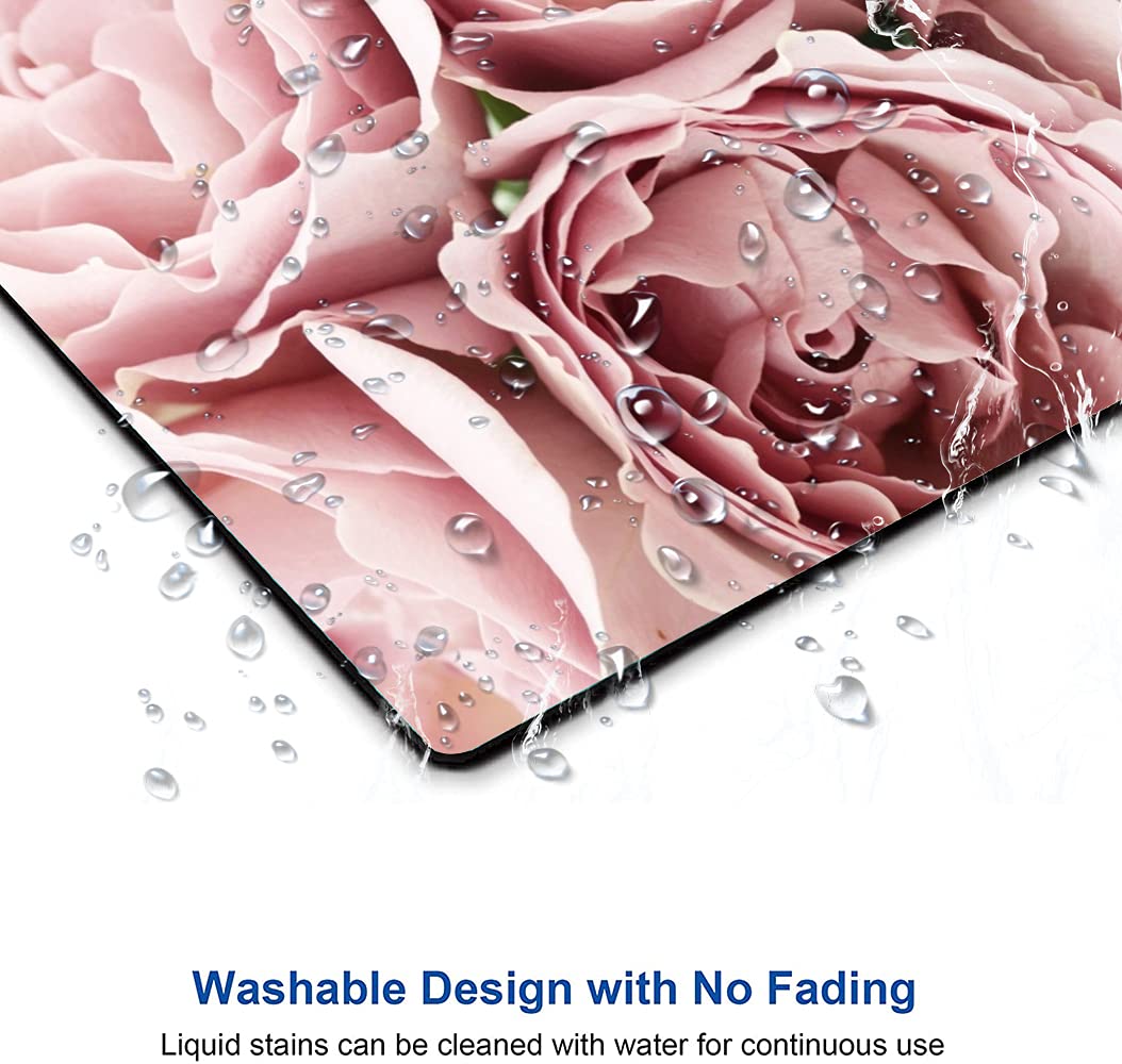 Floral Mouse Pad for Women - Pink Roses Design, Non-Slip Rubber Base, Waterproof Square Mouse Mat for Office & Laptop Computers | Perfect for Home, Office, and Gaming Setups