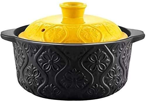 Non-Stick Ceramic Casserole Pan with Lid – 1.05 Quart Black Handmade Clay Pot for Slow Cooking, Soups, Stews & Onion Dishes – Eco-Friendly Ceramic Cookware for Healthy Meals