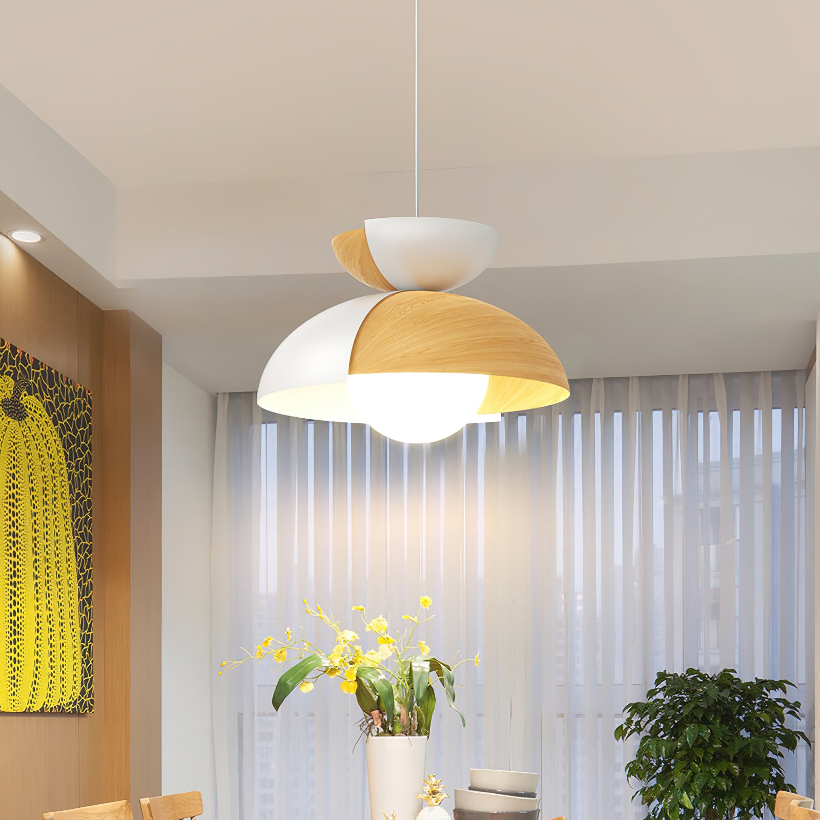 Large Bowl Pendant Light - Modern Hanging Lamp for Dining Room, Kitchen Island, or Living Room Decor