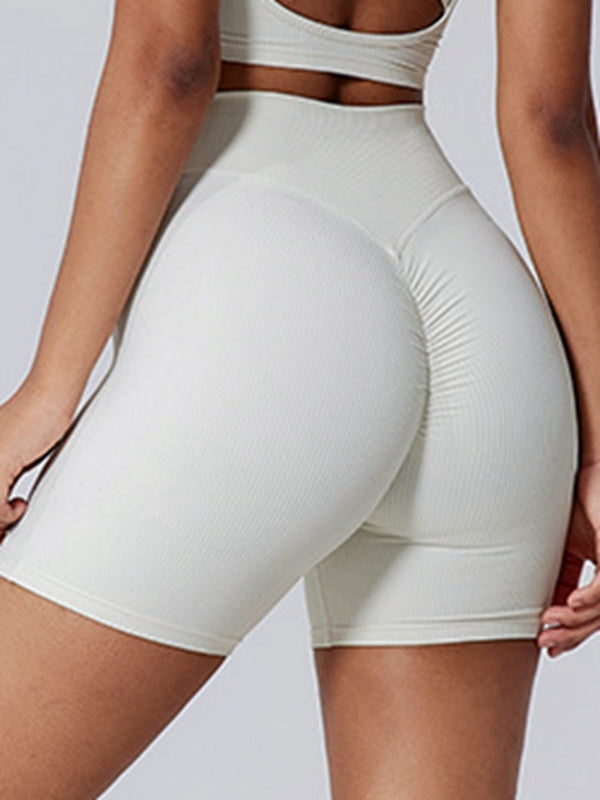 ZASUWA Women's High Waisted Ribbed Scrunch Butt Lifting Gym Shorts - Workout, Yoga, Running & Lounge Wear