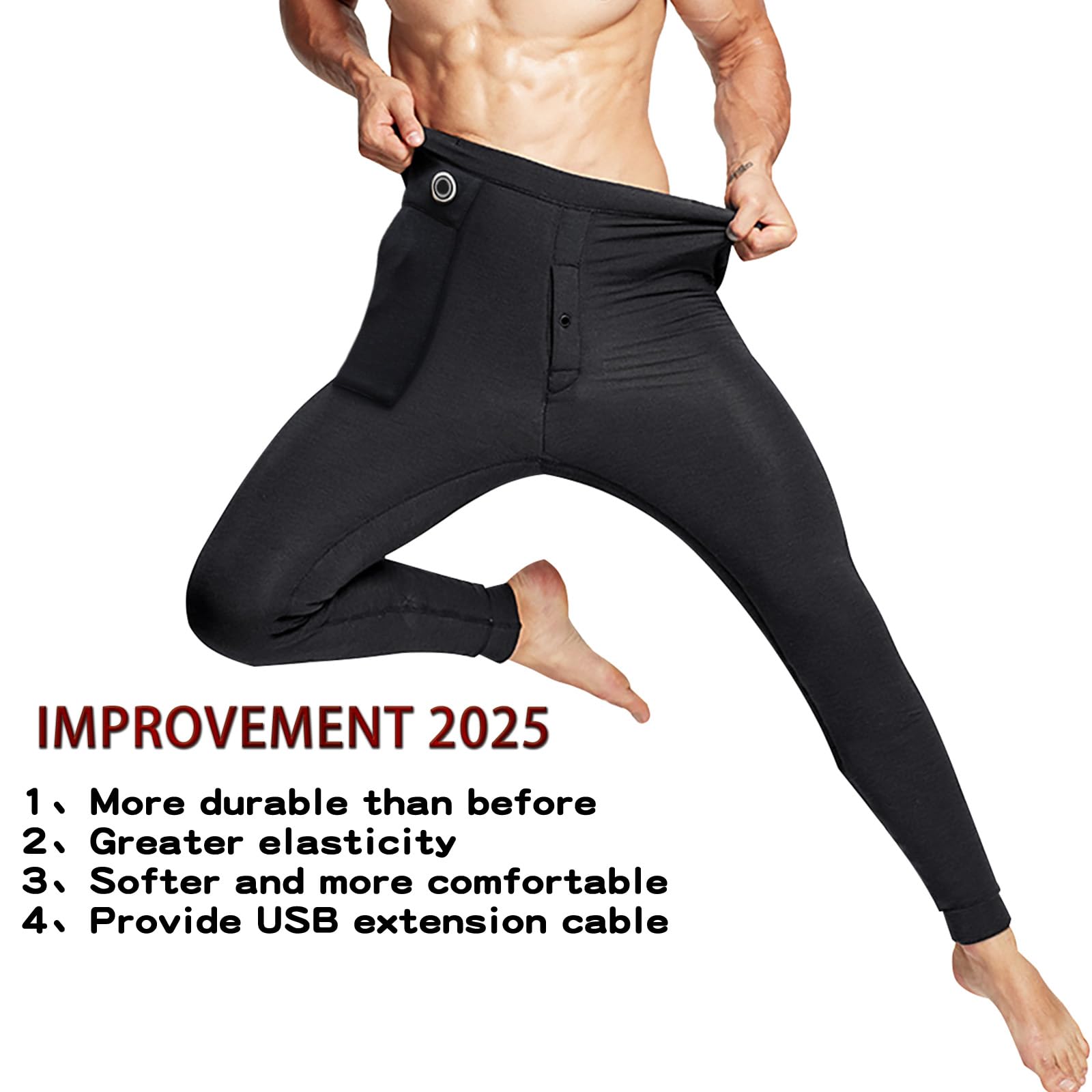 Electric Heated Pants for Men - Rechargeable Flannel Winter Underwear with 18 Zone Heating - No Batteries Needed - Perfect for Outdoor Work, Skiing & Cold Weather Activities
