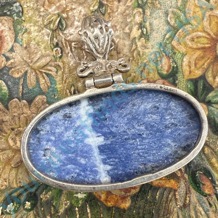 Sterling Silver Denim Blue Sodalite Pendant Necklace for Women - Healing Crystal Jewelry Gift for Meditation, Yoga & Spiritual Protection