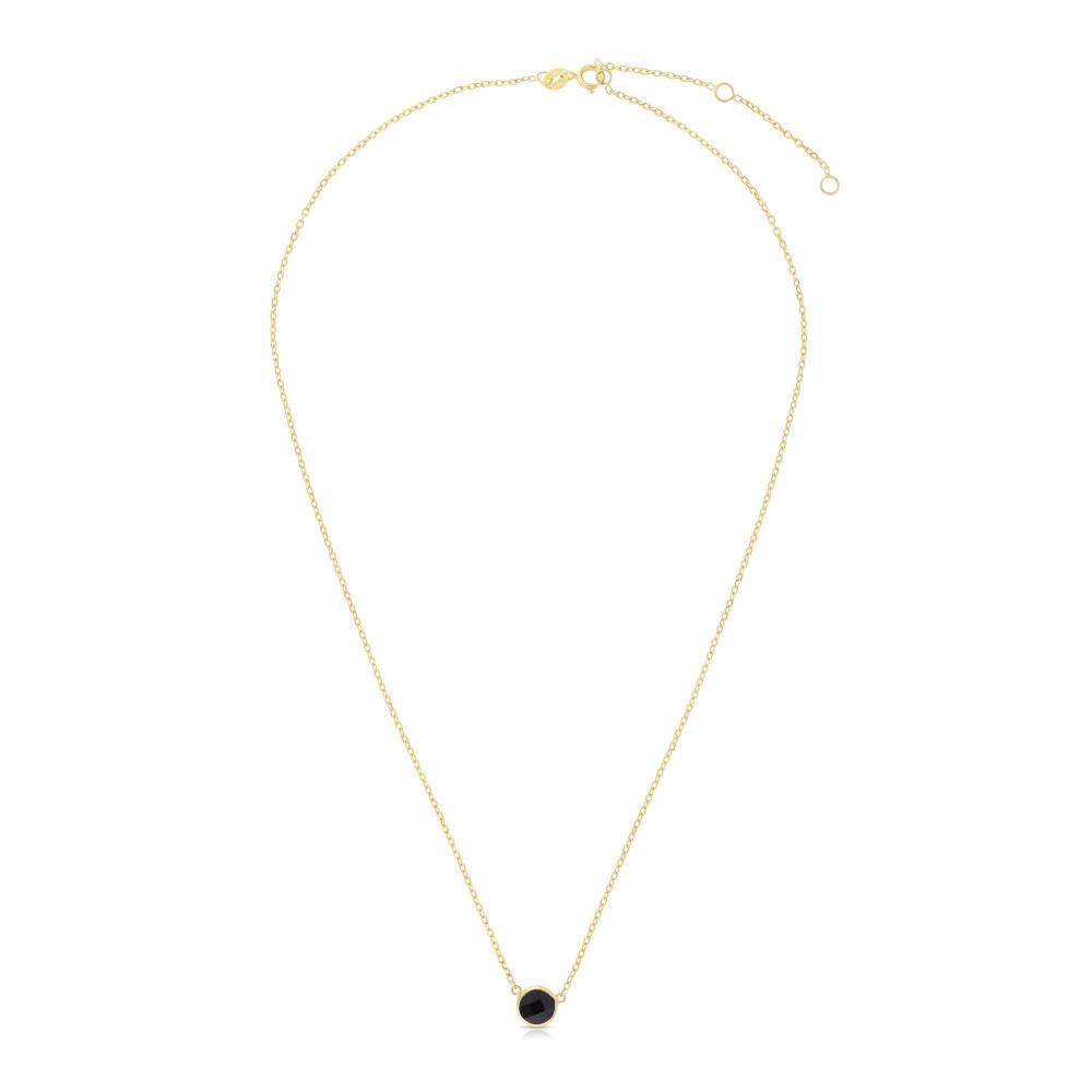 14K Gold & Onyx Solitaire Necklace for Women - Elegant Minimalist Pendant Jewelry Gift for Birthday, Anniversary & Valentine's Day