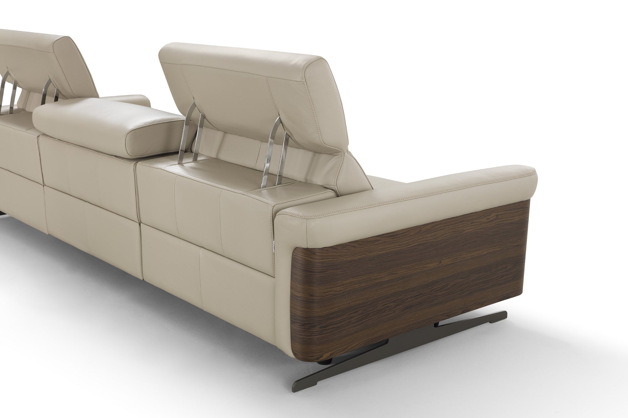 INCANTO I803 Extra Large Sofa 119L with Walnut Arm Accents & 3 Power Recliners – Premium Comfort for Living Room, Home Theater & Family Gatherings