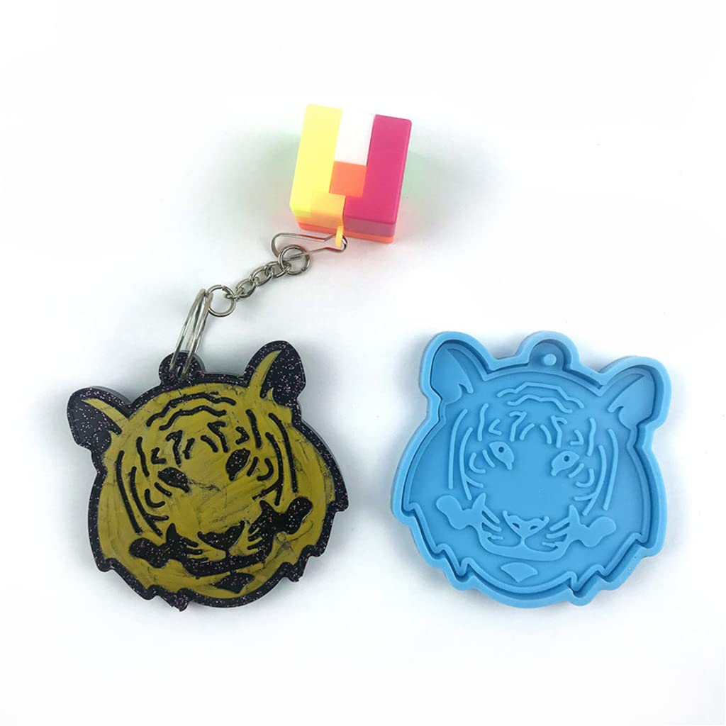 Premium Tiger Silicone Resin Molds for Jewelry Making - Animal Pendant Epoxy Craft Molds with Hanging Hole - Perfect for DIY Necklaces, Keychains & Home Decor