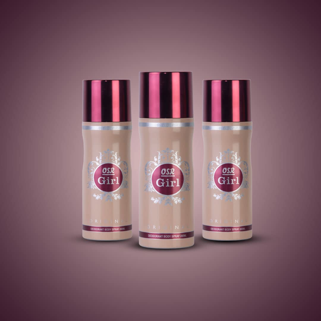 OSR Girl Original Deodorant Body Spray for Women - Long Lasting Freshness, Pack of 3 | Perfect for Gym, Work & Daily Use