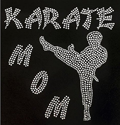 Karate Mom Rhinestone Iron-On Transfer - Customizable Heat Press Decal for T-Shirts, Hoodies & Bags | Perfect for Sports Moms, Martial Arts Gifts & Team Spirit