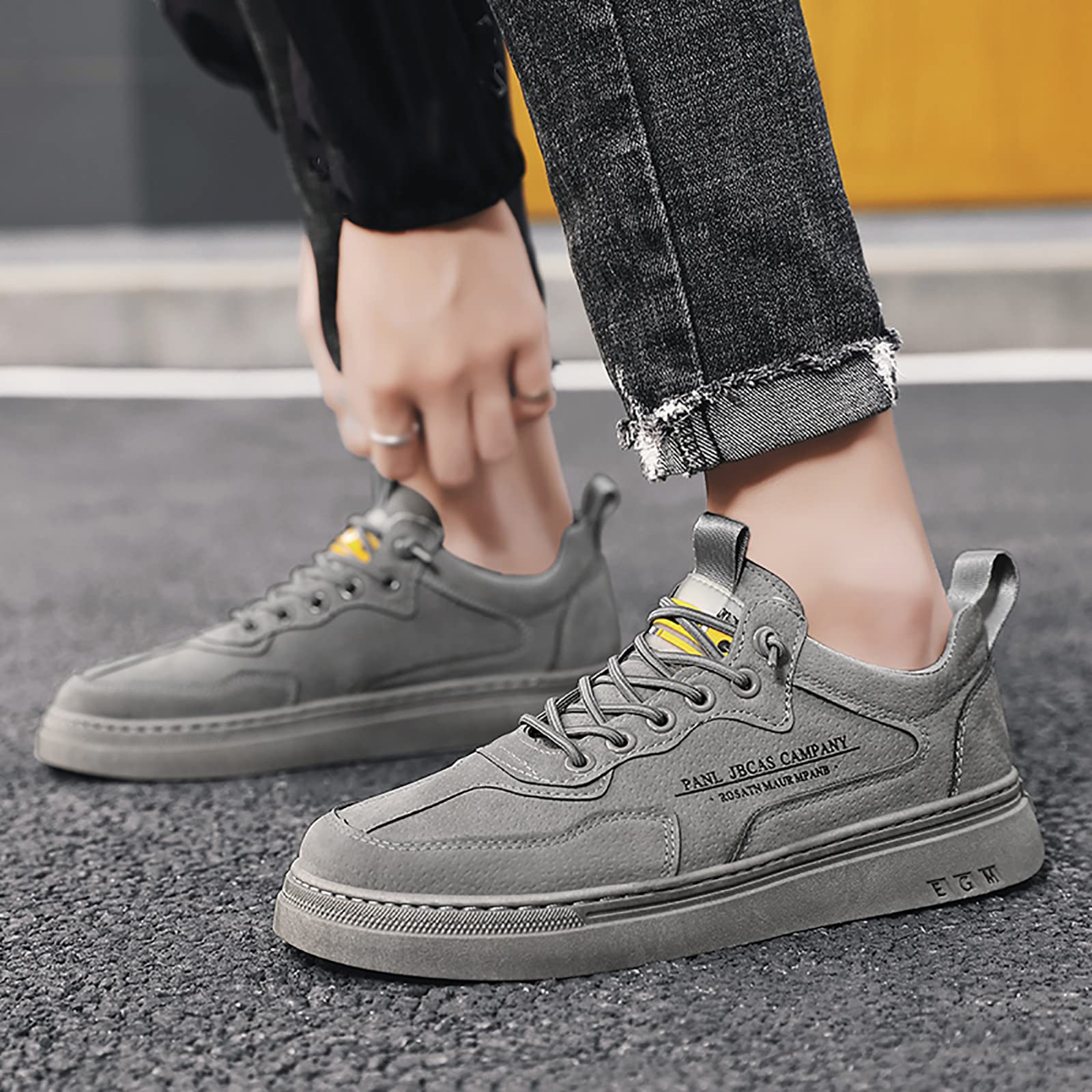 Men's Lightweight Running Shoes - Breathable Casual Trainers for Walking, Gym & Sports | Elegant Slip-On Loafers & Boat Deck Shoes | Soft Comfortable Sneakers for Men in Gray, UK Size 8 | Perfect for Work, Travel & Everyday Wear