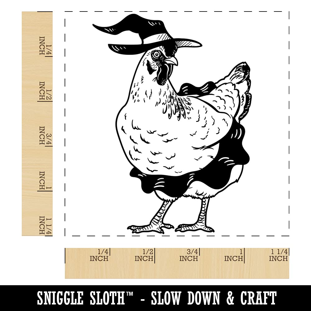 Halloween Witch Hen Square Rubber Stamp for DIY Crafts - 1.25 Inch Small Stamp for Scrapbooking, Card Making & Holiday Decorations