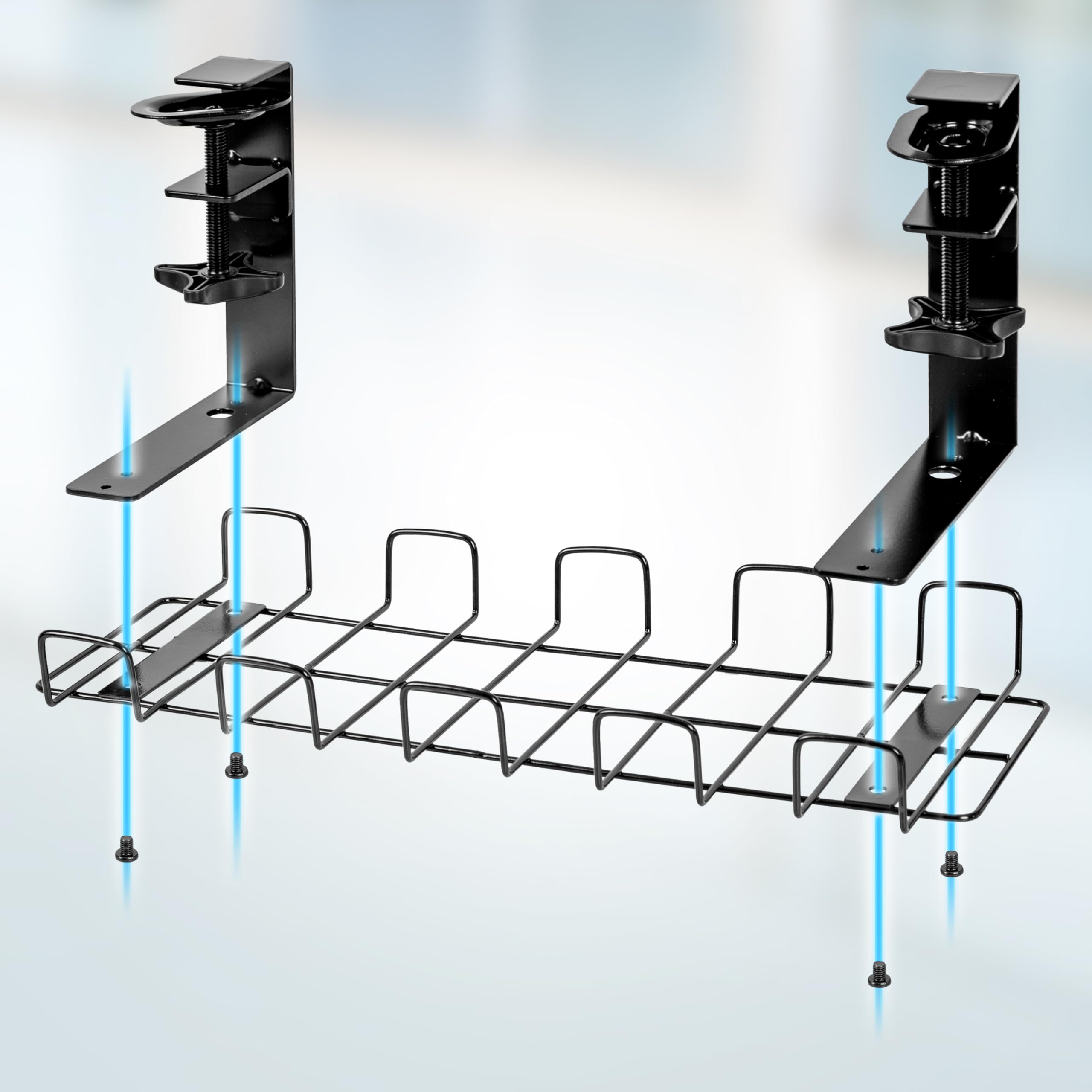 Duronic CMH2 Under Desk Cable Management System - No Drill Cable Duct with Clamp, Wire Organizer Tray & Channel Rack for Computer Desks | Perfect for Home Office & Gaming Setup