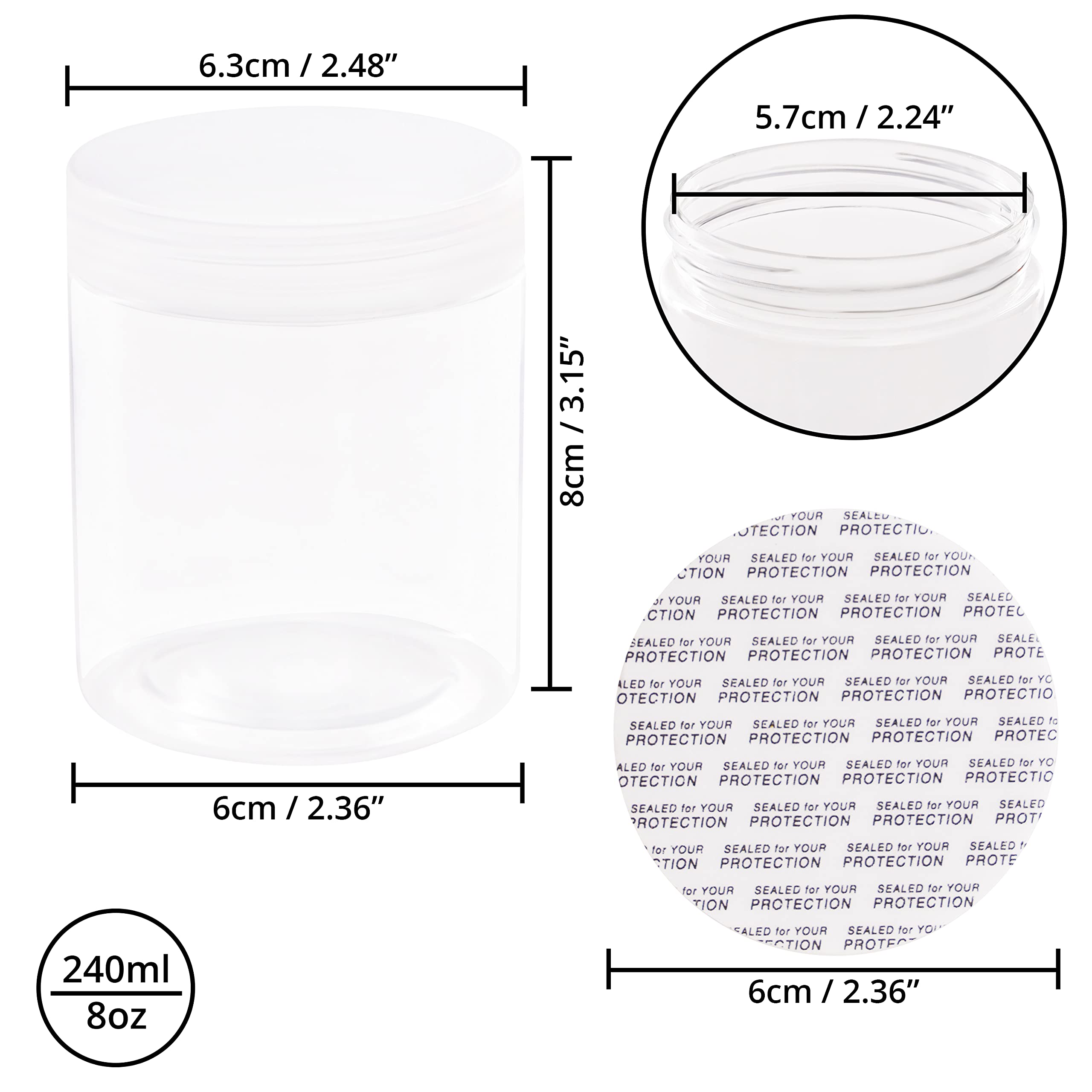 Belle Vous 15-Pack Small Plastic Jars with Lids (240ml/8oz) - Airtight Cosmetic Containers, Slime Storage Jars & Kitchen Spice Organizers - Perfect for DIY Crafts, Beauty Products and Pantry Organization