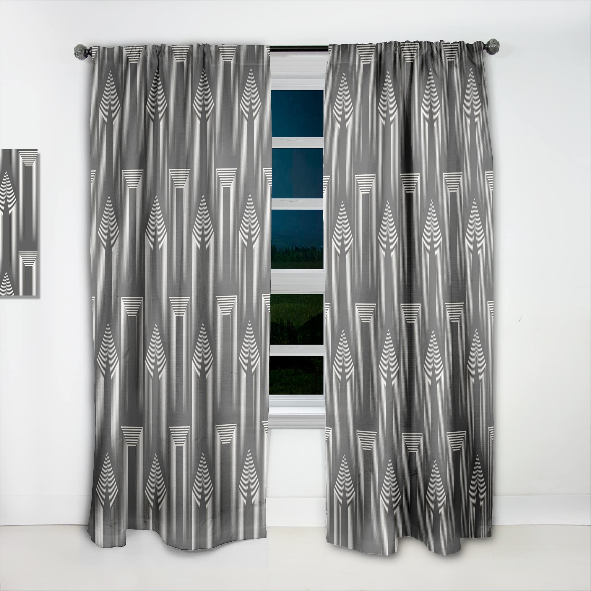 DesignQ Minimalist Black & White Curtains - Thermal Insulated Single Panel (52x90 inches) for Bedroom & Living Room - Modern Window Drapes for Home Decor & Light Blocking